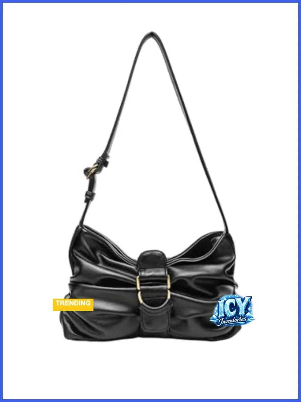 Y2K Ruched Hobo Shoulder Bag Faux Leather Vintage Punk Purse